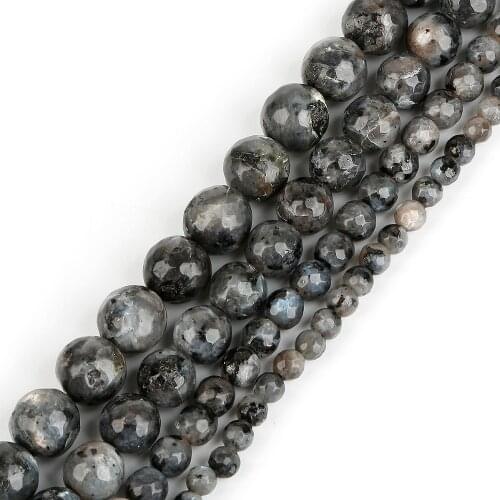 Natural Stone Faceted Black Moonstone Beads Loose Stone Beads 4/6/8/10mm 15'' For Jewelry Making DIY Bracelet Necklace