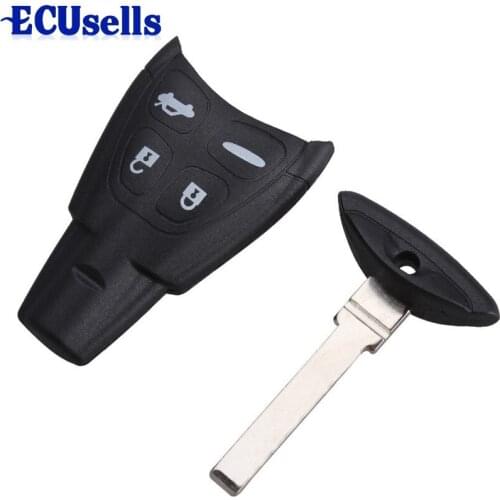 4 Buttons Smart Remote Key Fob Replacement Case Cover Shell with Insert Blade for Saab 9-3 9-5 93 95 2009 Plus