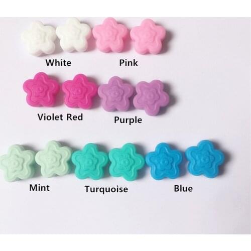 Chenkai 100PCS BAP Free DIY Silicone Star Flower Teether Beads Baby Chewing Pacifier Jewelry biting Toy Necklaces Accessories