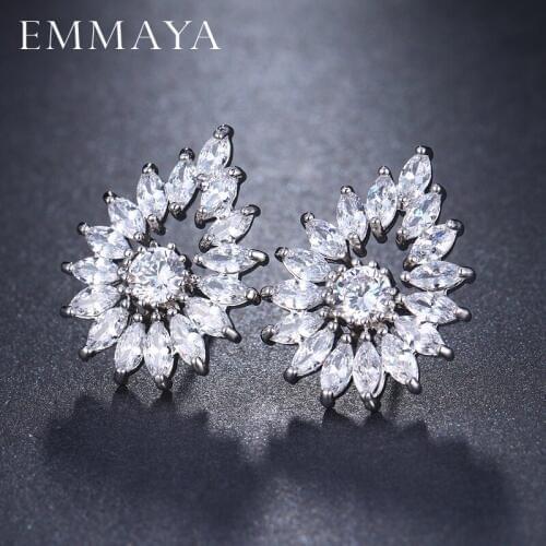 EMMAYA Pear Shape White CZ Zircon Stud Earrings For Women Girls Jewelry Children Girls Princess Aros Aretes