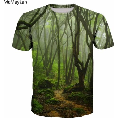 3D Forest Trees Shrub Soil Print T-shirt Men/Women Green Hiphop O neck Tshirt 2018 Design Summer T shirt Tees Drop ship Harajuku