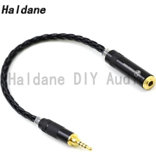 Haldane HIFI 7N Silver Plated 2.5mm TRRS Balanced Male to 3.5mm 3pin Stereo Female Audio Adapter Cable 2.5 to 3.5 Connector DIY