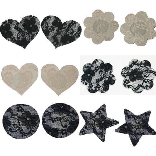 3pair heart lace Pads Body Breasts Stickers girls heart Adhesive Nipple Covers Disposable bra sexy Lover game for women