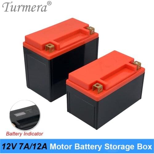 Turmera 12V Battery Storage Box Empty Case with Indicator for 7Ah to 12Ah Motorcycle Batteries or Uninterrupted Power Supply Use