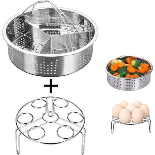 Stainless Steel Steamer Basket With Handle Egg Steamer Rack Divider for Pressure Cooker Pot Accessories Home Kitchen Tools