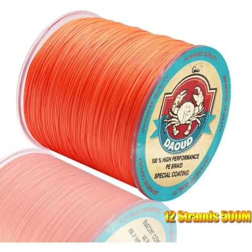 DAOUD 500M Braided Fishing Line 12 Strands Super Braid PE Line Fishing Line Fresh Saltwater Fishing 35-180LB