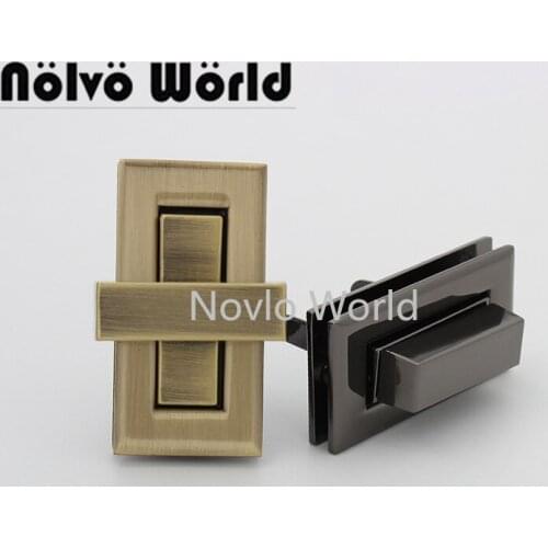 Nolvo World 2-10 pieces 44*22mm Gun black Brush antique twist turn lock diy bag turn lock bag wallet hardware alloy
