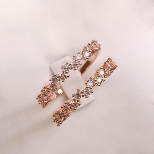 Fashion Rose Gold Single Row Diamond Ring Elegant Simple Wedding Ring Ladies Romantic Luxury Jewelry Gift Factory Wholesale