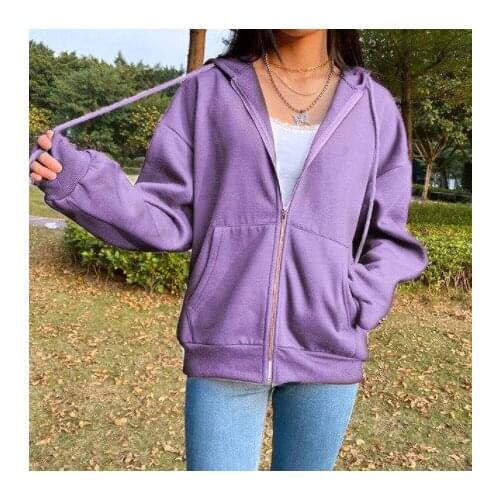 Zip-up Harajuku Hoodies For Women clothes Hooded long Sleeve Jumper Hooded Regular Coat Casual korean style Sweatshirt Spring