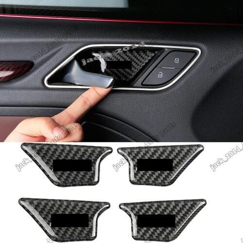 Real Carbon Fiber Interior Door Handle Bowl Sline S Line Stickers For Audi Q3 A3