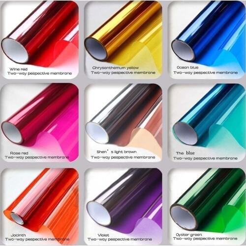 Colored glass film window stickers unidirectional transparent opaque sunscreen shading insulated sliding door decorated 0.5x1m
