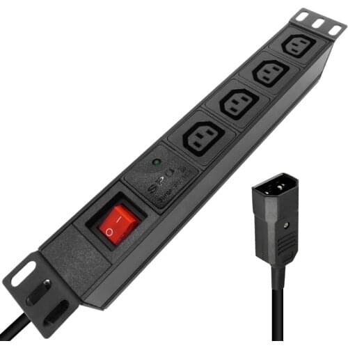 PDU Power Strip 4AC IEC C13 Socket Switch SPD Surge Protection 4000W 2M Cable For Server Network Cabinet Rack