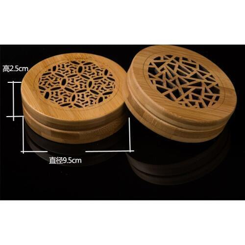 Bambú caja de incienso, Sándalo, horno, quemador de incienso de bobina, estilo redondo, 2 Estilo opcional