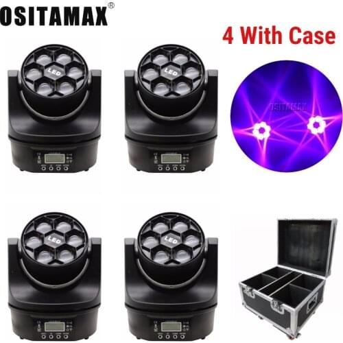4 with Case LED RGBW 4IN1 Beam Wash Moving Head Light B-Eyes Effect DMX512 Stage Lighting for Party Show Club DJ Disco