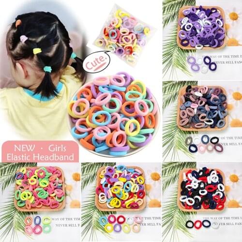 50/100pcs/Set Girls Colorful Hair Accessories Ponytail Holder Scrunchie Children Headbands Kids Nylon Small Elastic Hair Bands