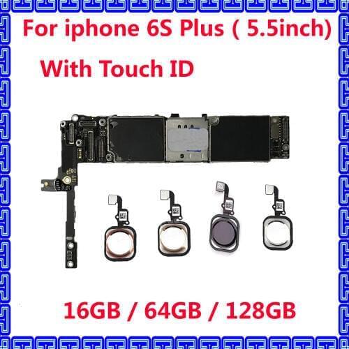Unlocked iCloud original motherboard for iphone 6S Plus With / Without touch ID 16GB 64GB 128GB Factory unlocked IOS mainboard