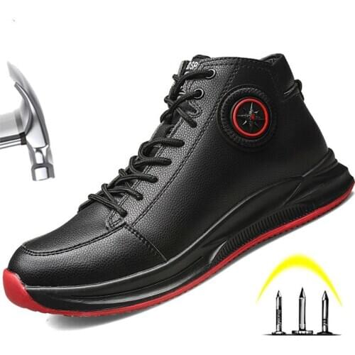 Luxury Work Safety Shoes with Steel Toe Industrial Men Boots Anti Smashing Puncture Proof Protective Indestructible Shoes
