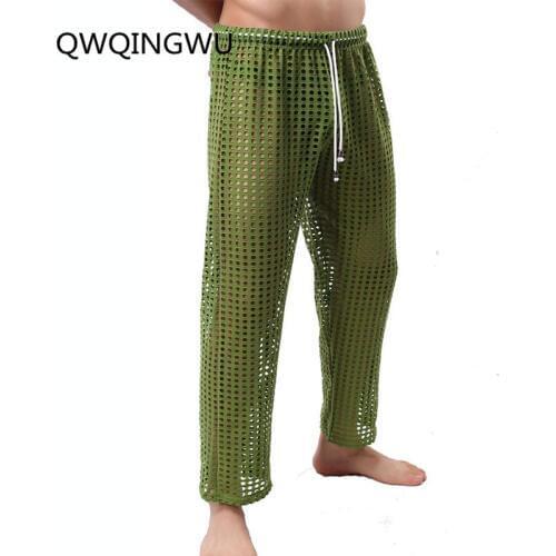 Sexy Mens Mesh Sheer See Through Long Pants Trousers Home Casual Loose Ultra-thin Sleep Bottoms Pajama Mesh Pants Underpants