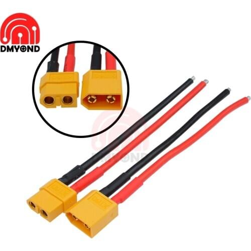2PCS 1Pair Battery Male Female Connector Bullet Plug with Silicon 14 AWG Electrical Wire Cable 14AWG For RC Lipo Battery