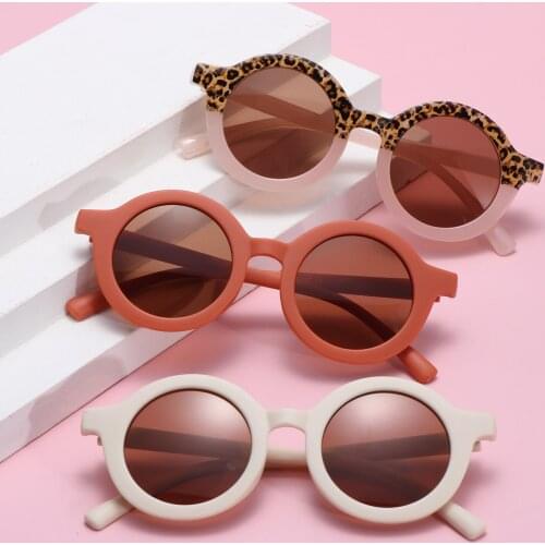 Double Color Kids Sunglasses Round Frame Leopard Children Boy Girl Sunglasses Beach UV400 Protection Glasse Outdoor Eyewear