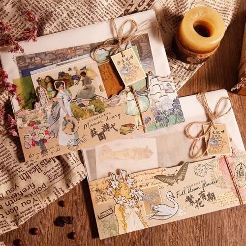 4 Designs Floating Age Series Ancient Style Handbook Diy Student Material Paper Account Decor Collage Material