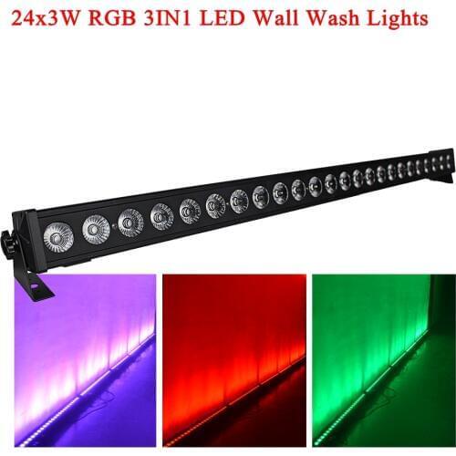 Free Shipping 24x3W RGB 3IN1 Led Wall Wash Light DMX Led Bar DMX Line Bar Wash Stage Light For Dj Disco Indoor Horse Race Lamp