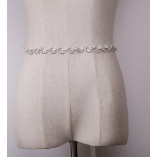 Vintage Crystal Bridal Sash Rhinestone Leaf Shape Luxury Belt Dress Accessories for Wedding Proms Pageants