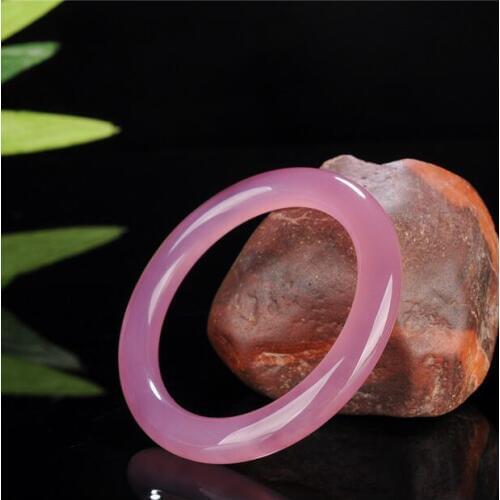 Fine jewelry Natural Pink round agate women jade bangle fashion womans jewelry 58-62mm free shipping
