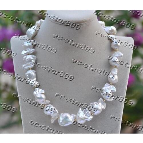 Z11407 17"~33" 24mm Baroque Rabbit White Reborn Keshi Pearl Necklace