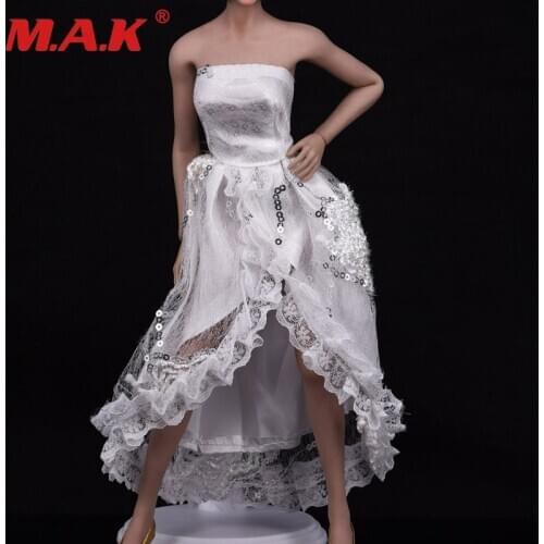 1:6 scale female girl clothes white evening dress banquet skirt lady wedding for PH HT medium&small breast body figure clothing