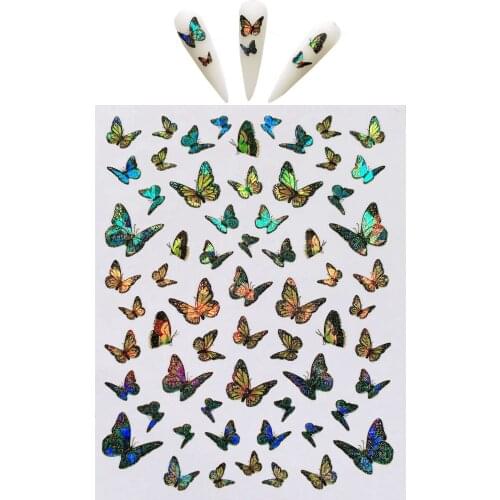 18 Types Spring Butterfly Sticker Adhesive Sticker 1 Sheet Nail Art Laser Color 8X6cm Butterfly Sticker Butterfly Paradise