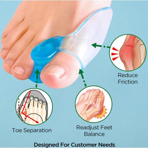 2PCS Silicone Gel Foot Toe Separator Thumb Hallux Valgus Corrector Orthopaedic Foot Protector Bunion Adjuster Feet Massager