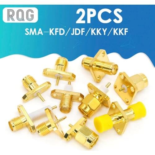 2PCS SMA KF-JFD-KFD 2/4 Hole Flange Square Connector Rhombic Female Base Adapter Waterproof Ring