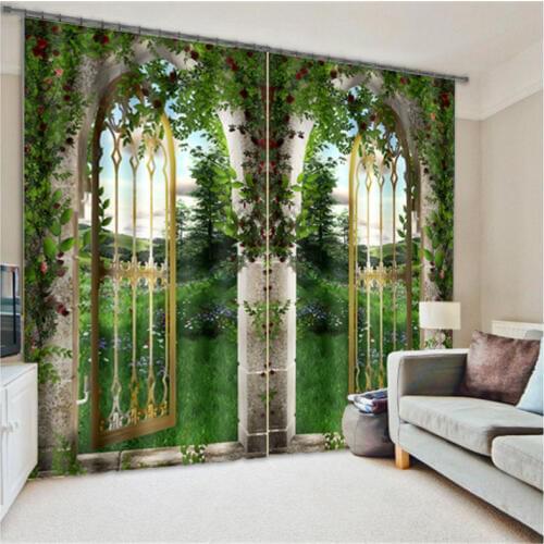 2017 Luxury Green vine 3D Blackout Window Curtains For Kids Bedding room Living room Hotel Drapes Cortinas
