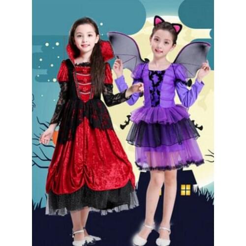 2019 Carnival Party Halloween Kids Children Vampire Costume Fantasia Prince Vampire Cosplay Witch Flower Fairy Masquerade Dress