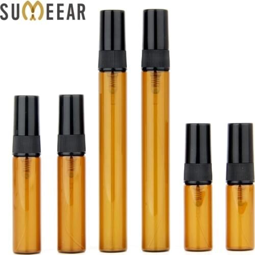 50 Piece/Lot 3ml 5ml 10ml Amber Spray bottle Atomizer Perfume Bottle Empty Parfum Sample Bottle Essential Oil Cosmetic Container