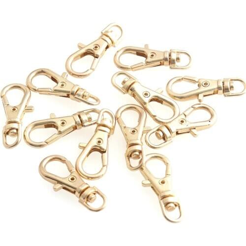 50pcs/lot Mini Swivel Trigger Clips Snap Lobster Claw Hooks Eye 4mm Gold For Bag Backpack Keychain rings Making Accessories DIY