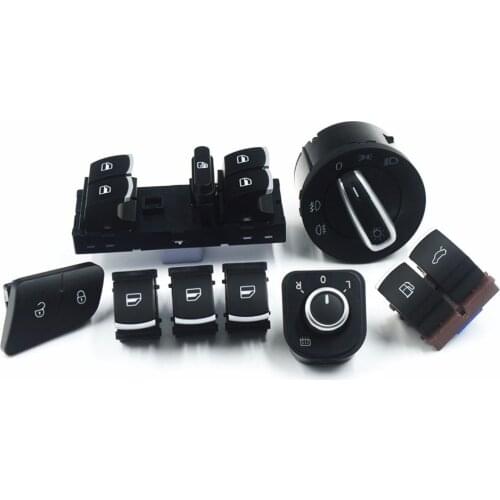 8PCS/SET Window Headlight Mirror Tailgate & Fuel Door Control Switch Button For VW Passat B6 3C0962125B 5ND959565B 5ND941431A
