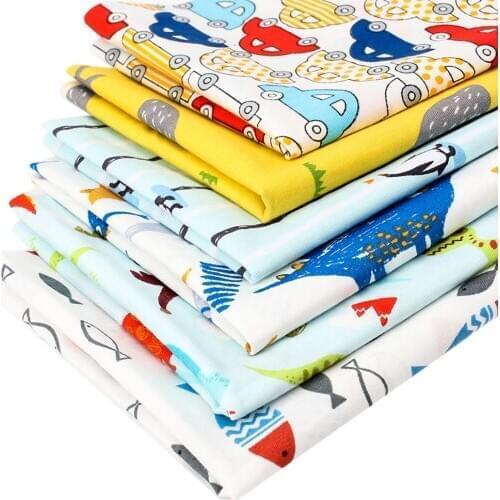 AHB 40*50cm 1pc 100% Cotton Fabric Cartoon Animals Printed Cloth Sheets Home Textile Patch Apparel Sewing Materials Handmade Bag