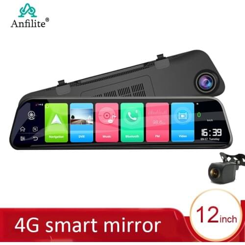 4G Android 8.1 Car DVR ADAS WIFI 12 Inch Touch Screen GPS Navigation 1080P night vision Dual Len Dashcam Auto Recorder Dashboard