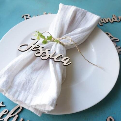 Custom Personalized Name Wood Place Card Dinnerware Calligraphy Cards Tableware Laser Cut Reception Cards Wedding Decor