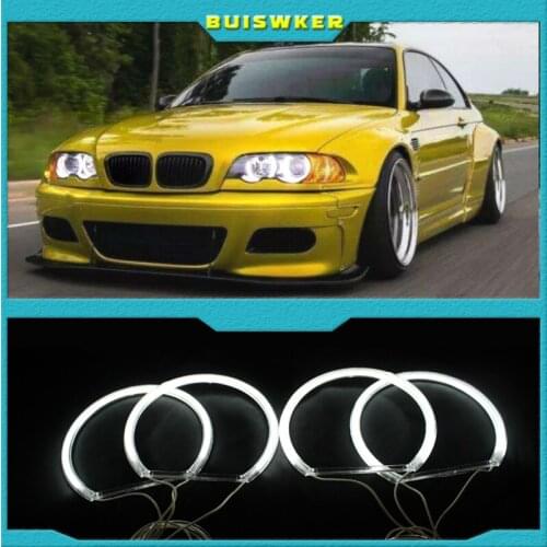For BMW E36 E38 E39 E46 projector Ultra bright SMD white LED angel eyes 2600LM 12V halo ring kit daytime light 131mmx4