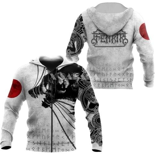 Fenrir Viking Tattoo WolfAnimal 3D Full Print Size XS-7XL Hoodie Man Women Harajuku Outwear Zipper Pullover Sweatshirt Unisex-2