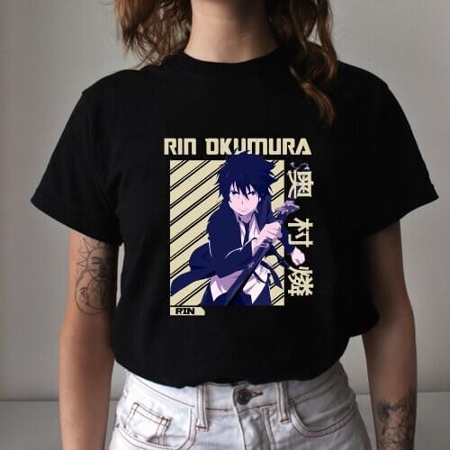 Men Women T-shirt Tops Blue Exorcist Tshirt Rin Okumura Crew Neck Clothes