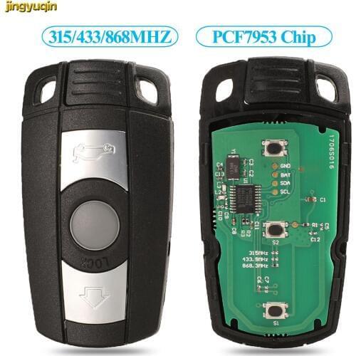 Jingyuqin 5pcs Remote Car Key 315/433/868MHZ PCF7953 Chip FSK CAS3 System For BMW 1 3 5 7 Series X5 X6 Z4 3 Button Smart Control