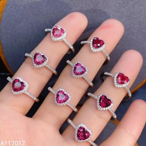 KJJEAXCMY fine jewelry S925 sterling silver inlaid natural gemstone Garnet new girl classic ring support test Chinese style