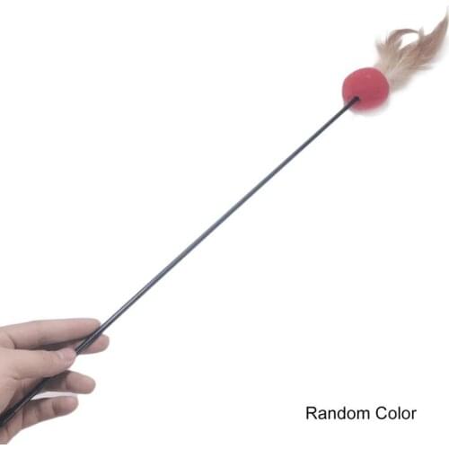 Cat Wand Toy Interactive Pom Pom Ball Cat Wand Fake Feather Cat Teaser Kitten Chew Toys Pet Stick Gatos Accessories