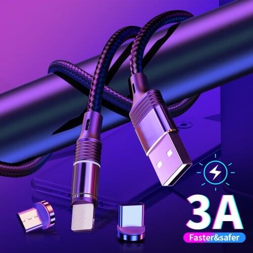 Magnetic Charging Cable LED Type C Micro USB Cable Fast Charging USB C Cord For iPhone Xs Samsung S8 S9 Huawei P30 Magnet Cable