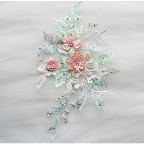 Mulit-Colors Embroidered 3d Lace Patches 10 Pieces=1 Lot, Mix Colors Available, Wholesale Price Lace Applique Accessories