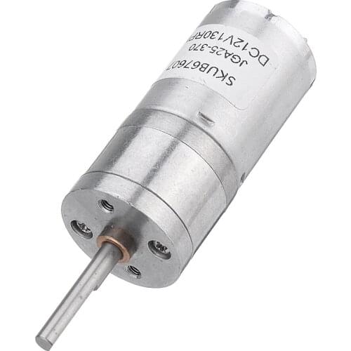 25GA370 DC 12V Micro Gear Reduction Motor 25mm Extended Shaft Gear Motor - 60RPM
